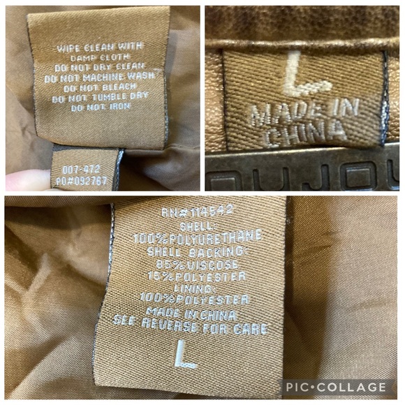 Jou Jou Women's Brown Quilted Faux Leather Moto Jacket Grunge Distressed Large - Picture 13 of 16